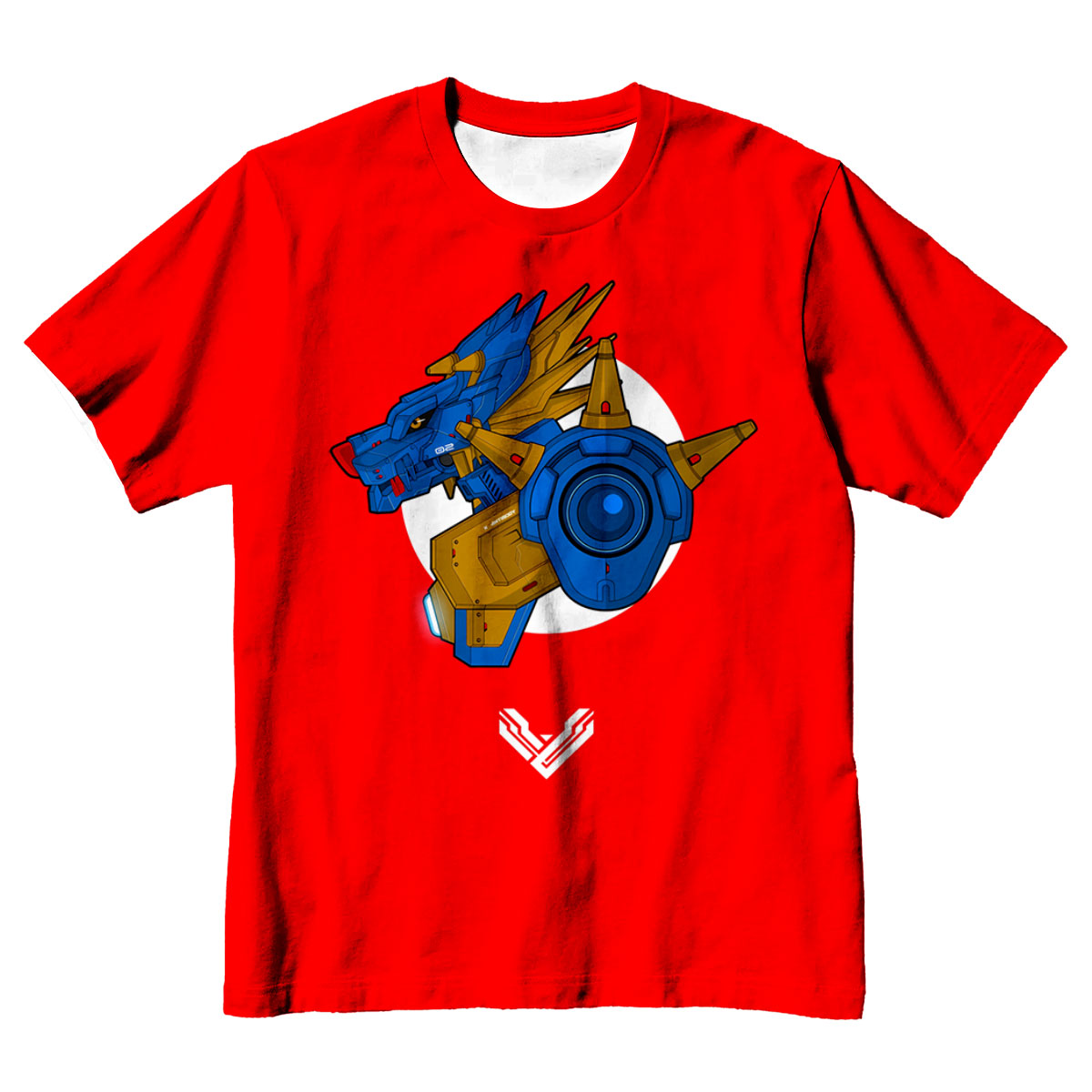 Digimon Adventure Metal Garurumon Standing On Red Background Anime Apparel