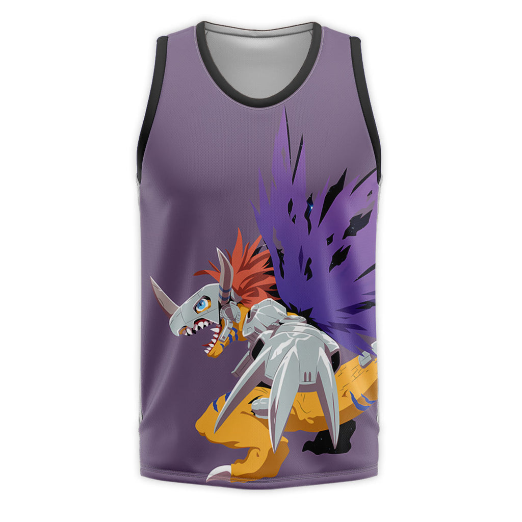 Digimon Adventure Metal Greymon Flying In Purple Anime Apparel