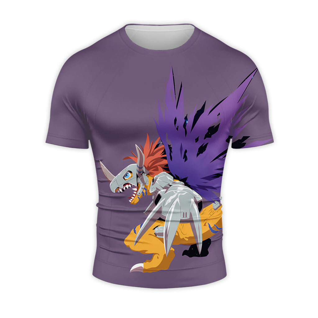 Digimon Adventure Metal Greymon Flying In Purple Anime Apparel