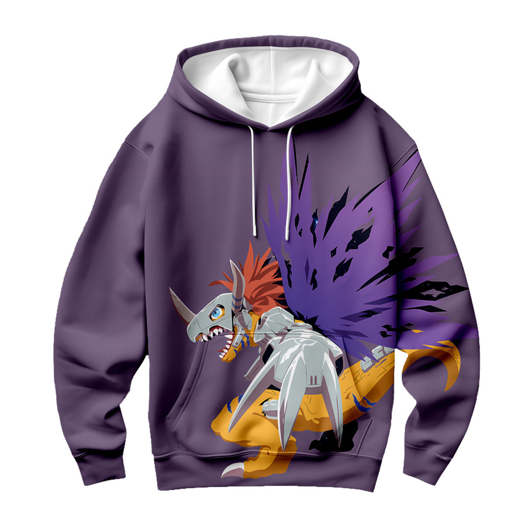 Digimon Adventure Metal Greymon Flying In Purple Anime Apparel