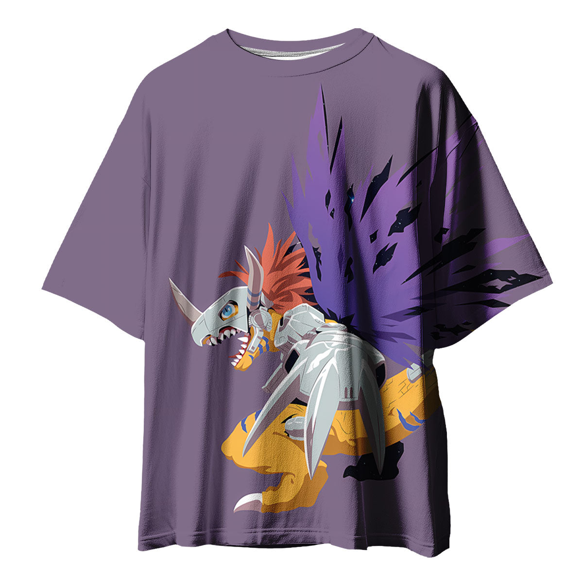 Digimon Adventure Metal Greymon Flying In Purple Anime Apparel