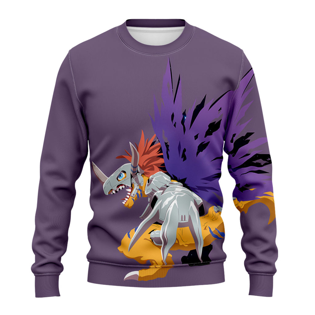 Digimon Adventure Metal Greymon Flying In Purple Anime Apparel