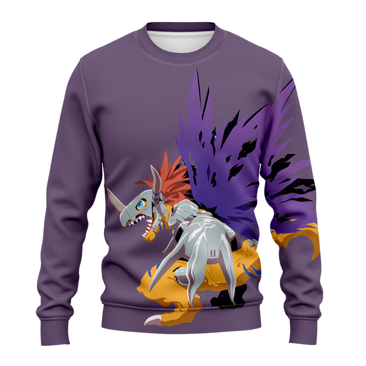 Digimon Adventure Metal Greymon Flying In Purple Anime Apparel