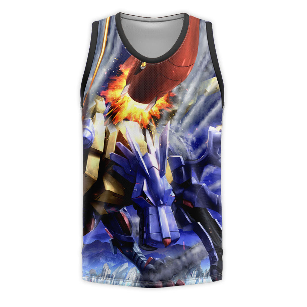 Digimon Adventure Metalgarurumon Firing Missiles In Action Blue Anime Apparel