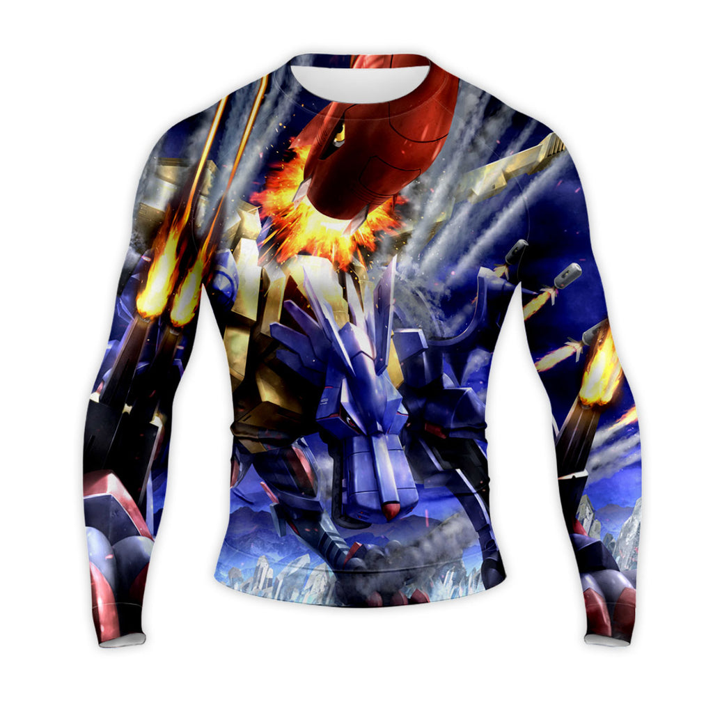 Digimon Adventure Metalgarurumon Firing Missiles In Action Blue Anime Apparel