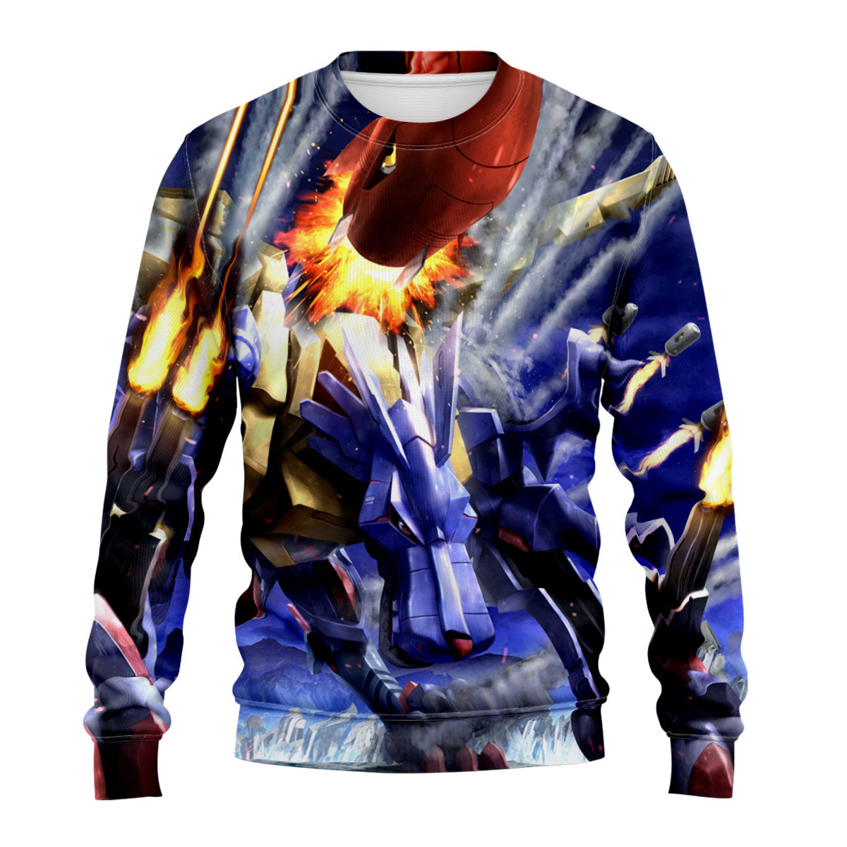 Digimon Adventure Metalgarurumon Firing Missiles In Action Blue Anime Apparel