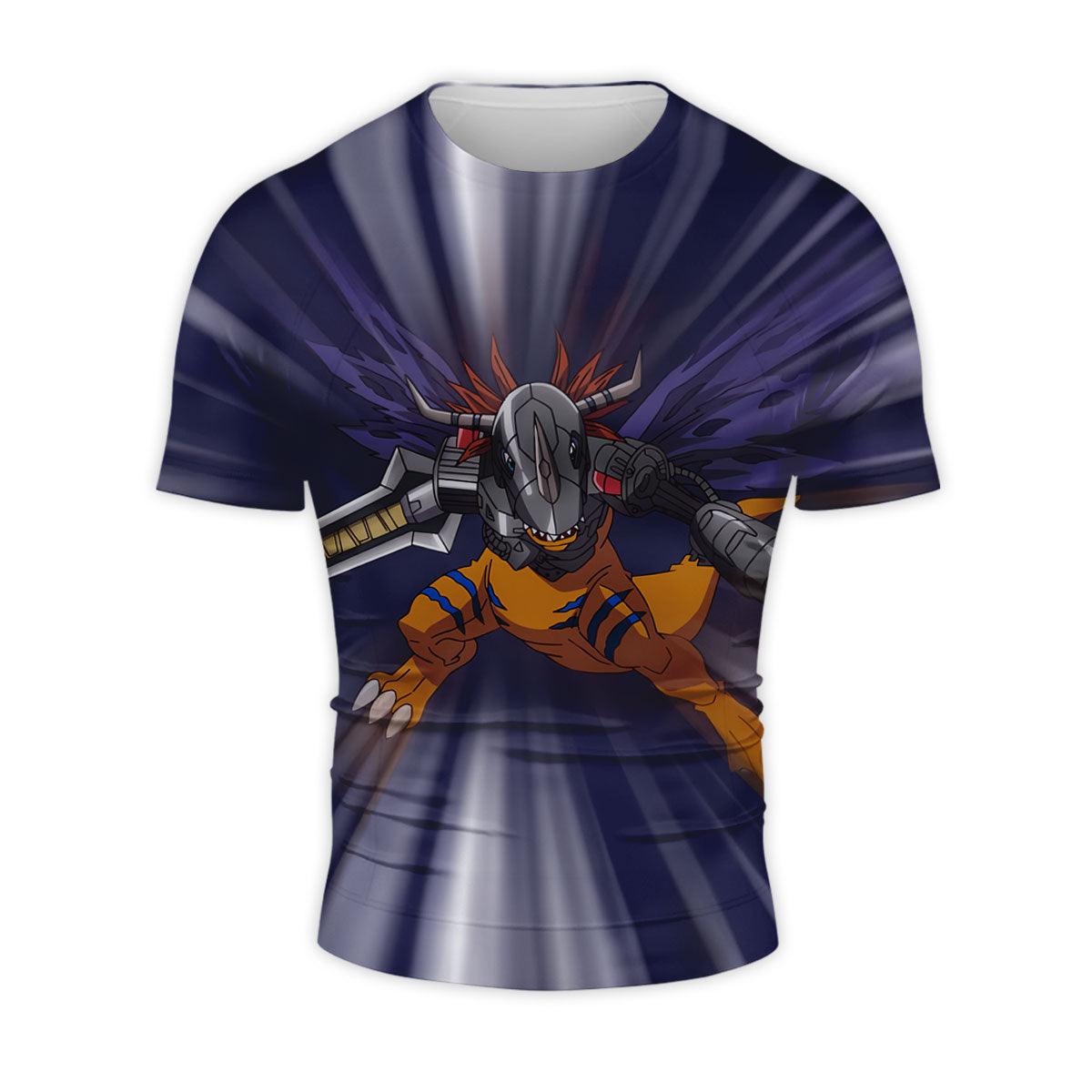 Digimon Adventure Metalgreymon Charging Forward With Blue Flames Anime Apparel