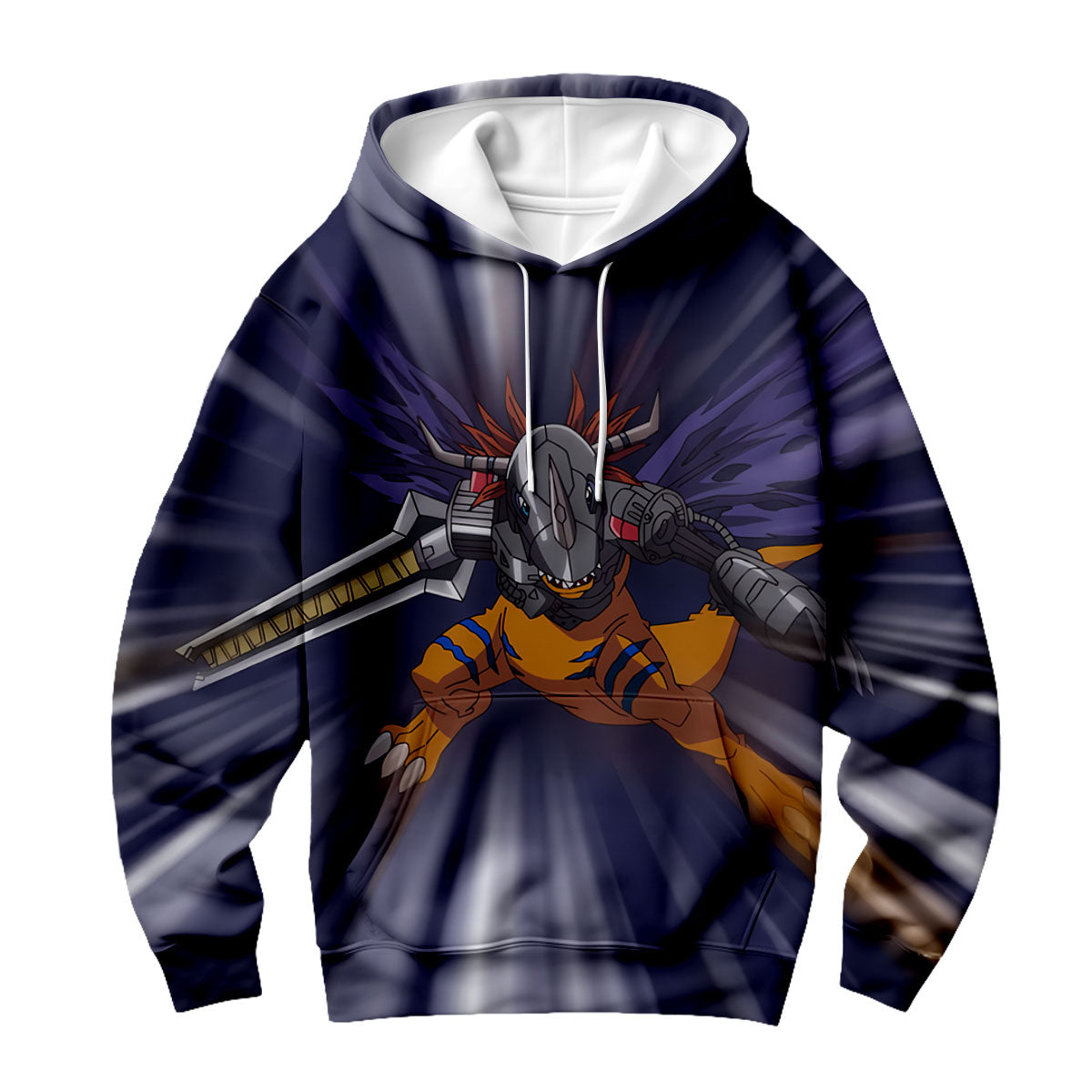 Digimon Adventure Metalgreymon Charging Forward With Blue Flames Anime Apparel