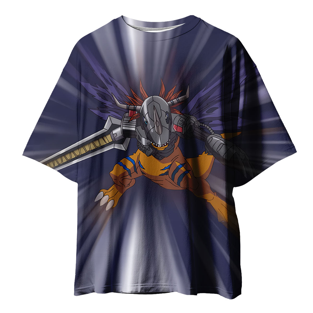 Digimon Adventure Metalgreymon Charging Forward With Blue Flames Anime Apparel