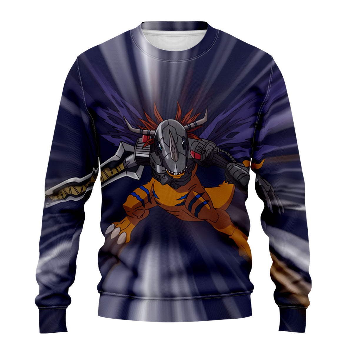 Digimon Adventure Metalgreymon Charging Forward With Blue Flames Anime Apparel