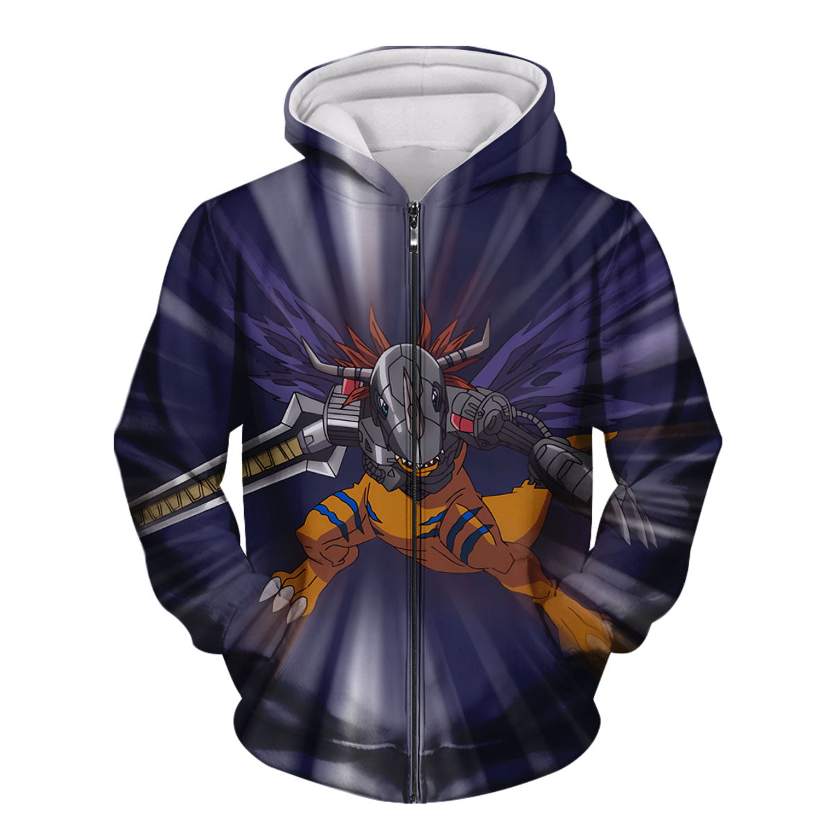 Digimon Adventure Metalgreymon Charging Forward With Blue Flames Anime Apparel