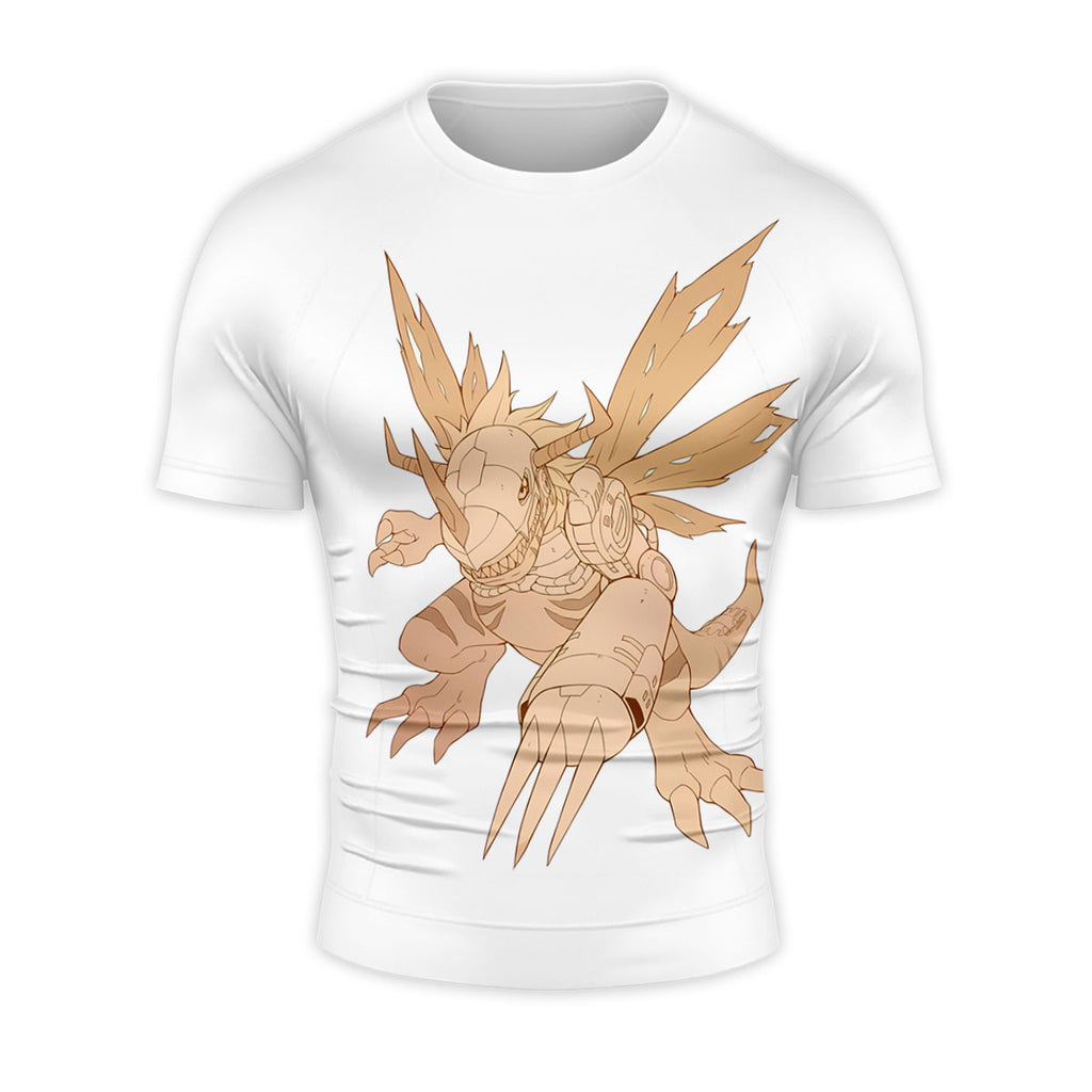 Digimon Adventure Metalgreymon Flying In Beige Color Anime Apparel