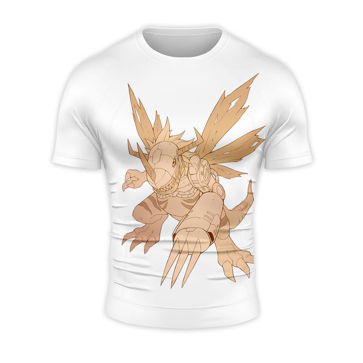 Digimon Adventure Metalgreymon Flying In Beige Color Anime Apparel