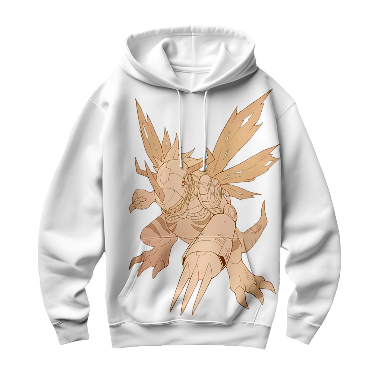 Digimon Adventure Metalgreymon Flying In Beige Color Anime Apparel