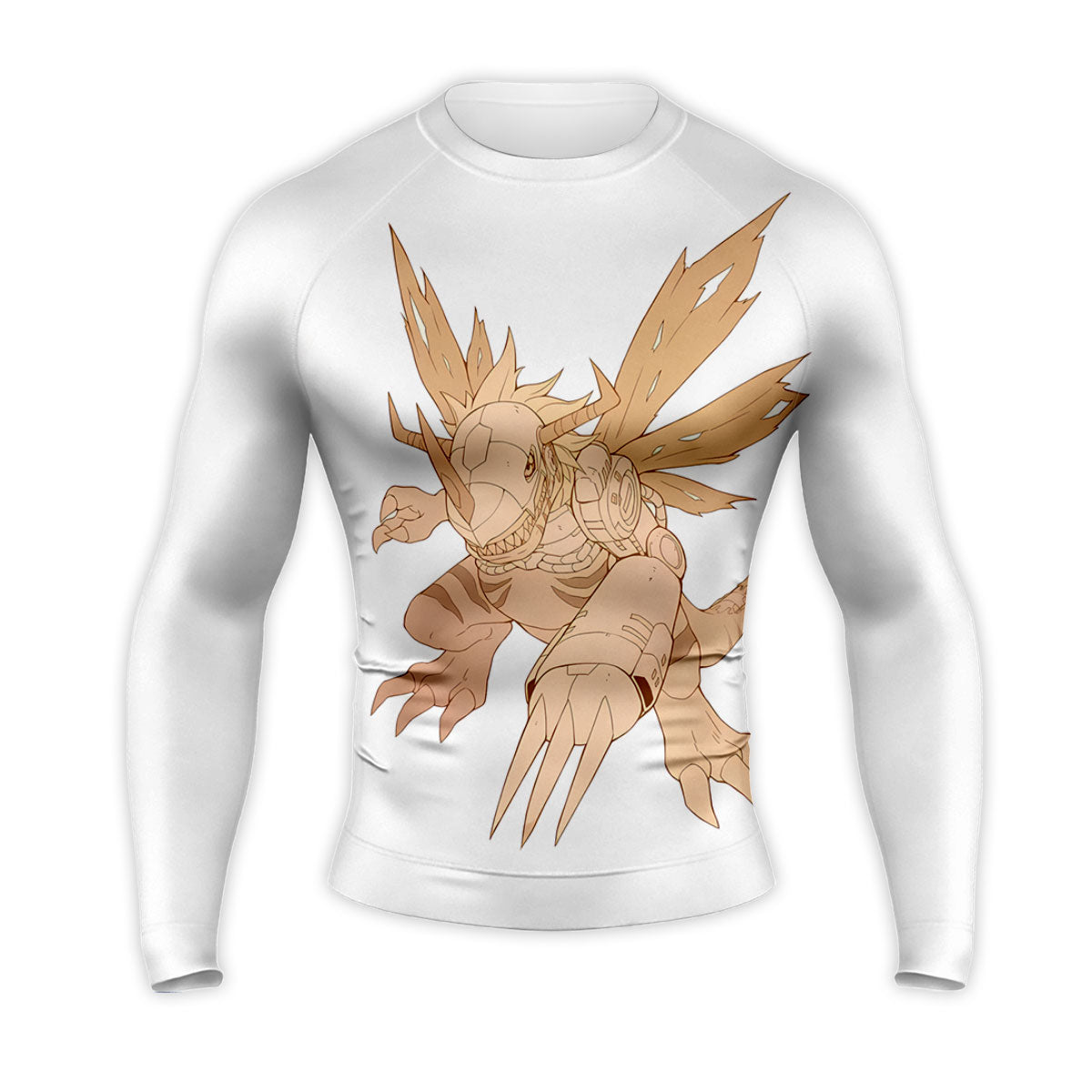 Digimon Adventure Metalgreymon Flying In Beige Color Anime Apparel
