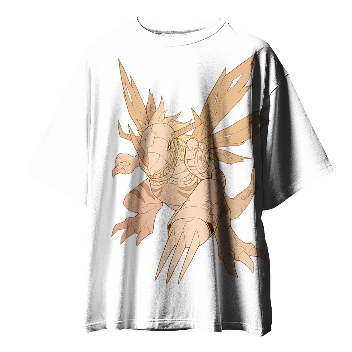 Digimon Adventure Metalgreymon Flying In Beige Color Anime Apparel