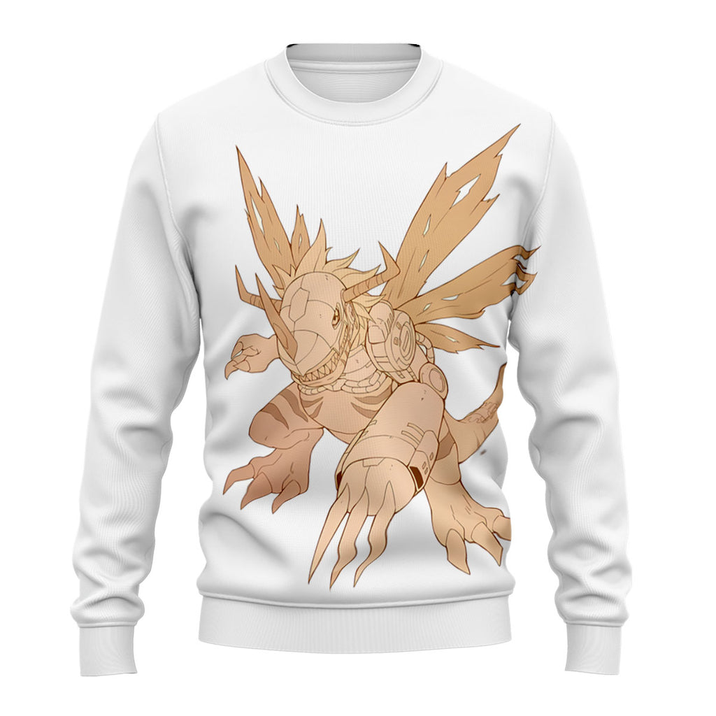 Digimon Adventure Metalgreymon Flying In Beige Color Anime Apparel