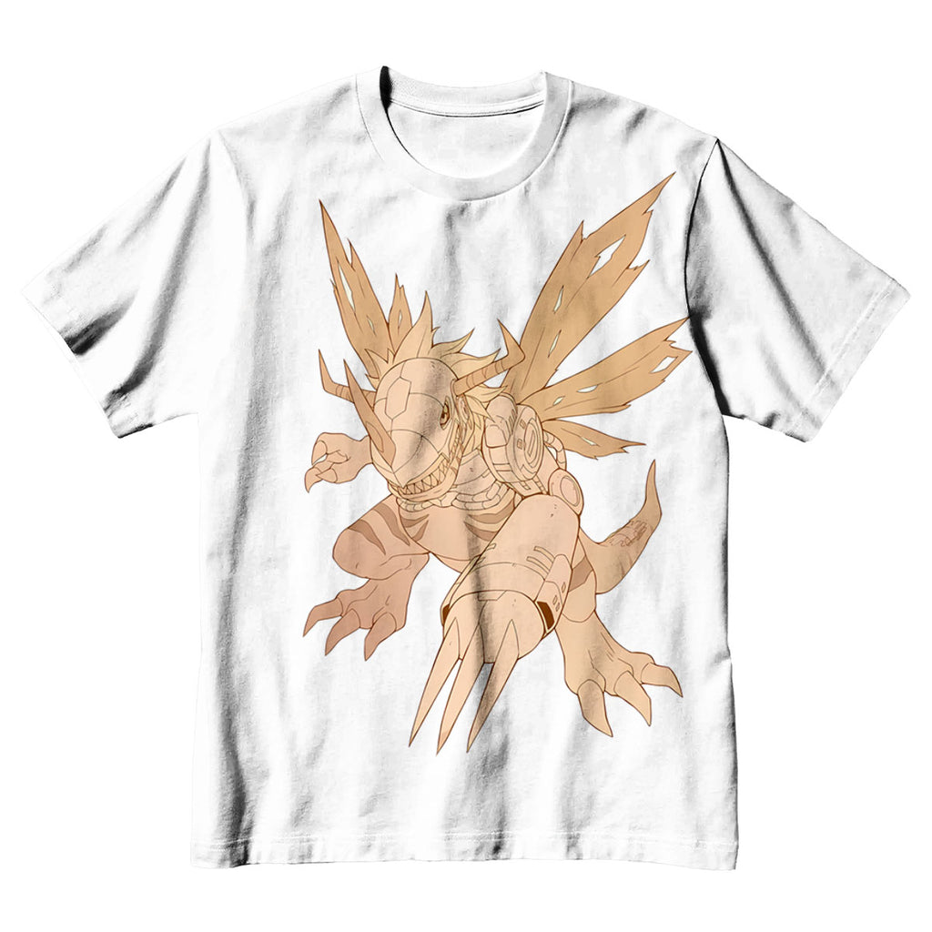 Digimon Adventure Metalgreymon Flying In Beige Color Anime Apparel