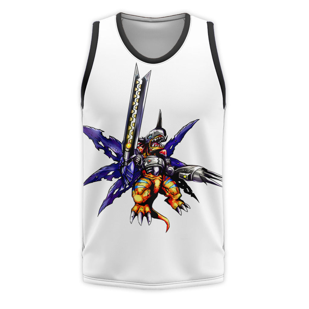 Digimon Adventure Metalgreymon Standing In White Background Anime Apparel