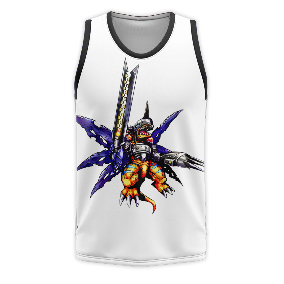 Digimon Adventure Metalgreymon Standing In White Background Anime Apparel