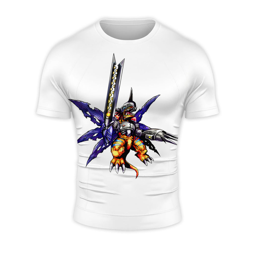 Digimon Adventure Metalgreymon Standing In White Background Anime Apparel