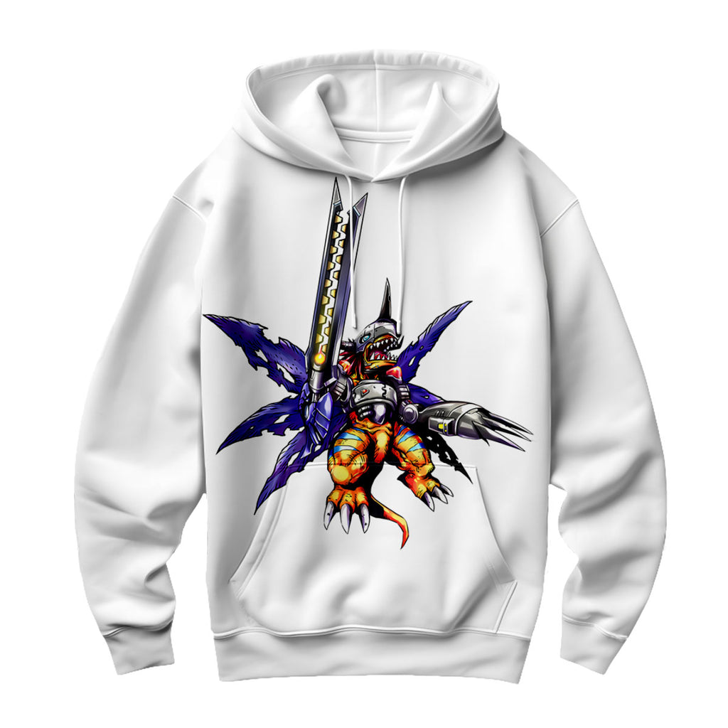 Digimon Adventure Metalgreymon Standing In White Background Anime Apparel