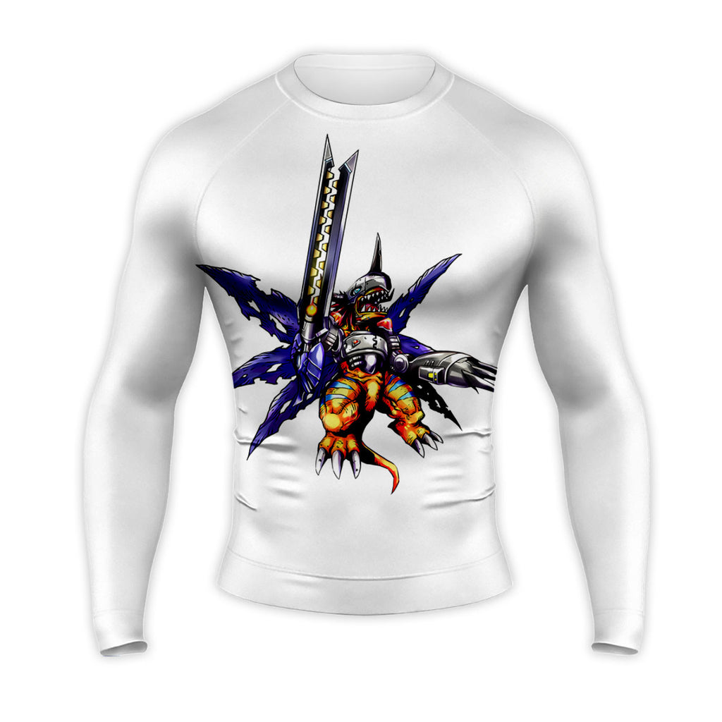 Digimon Adventure Metalgreymon Standing In White Background Anime Apparel
