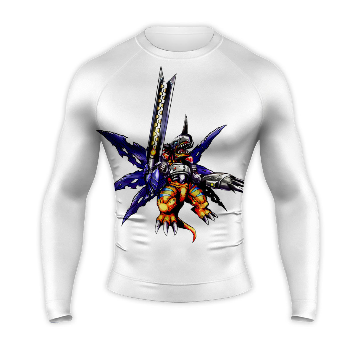 Digimon Adventure Metalgreymon Standing In White Background Anime Apparel