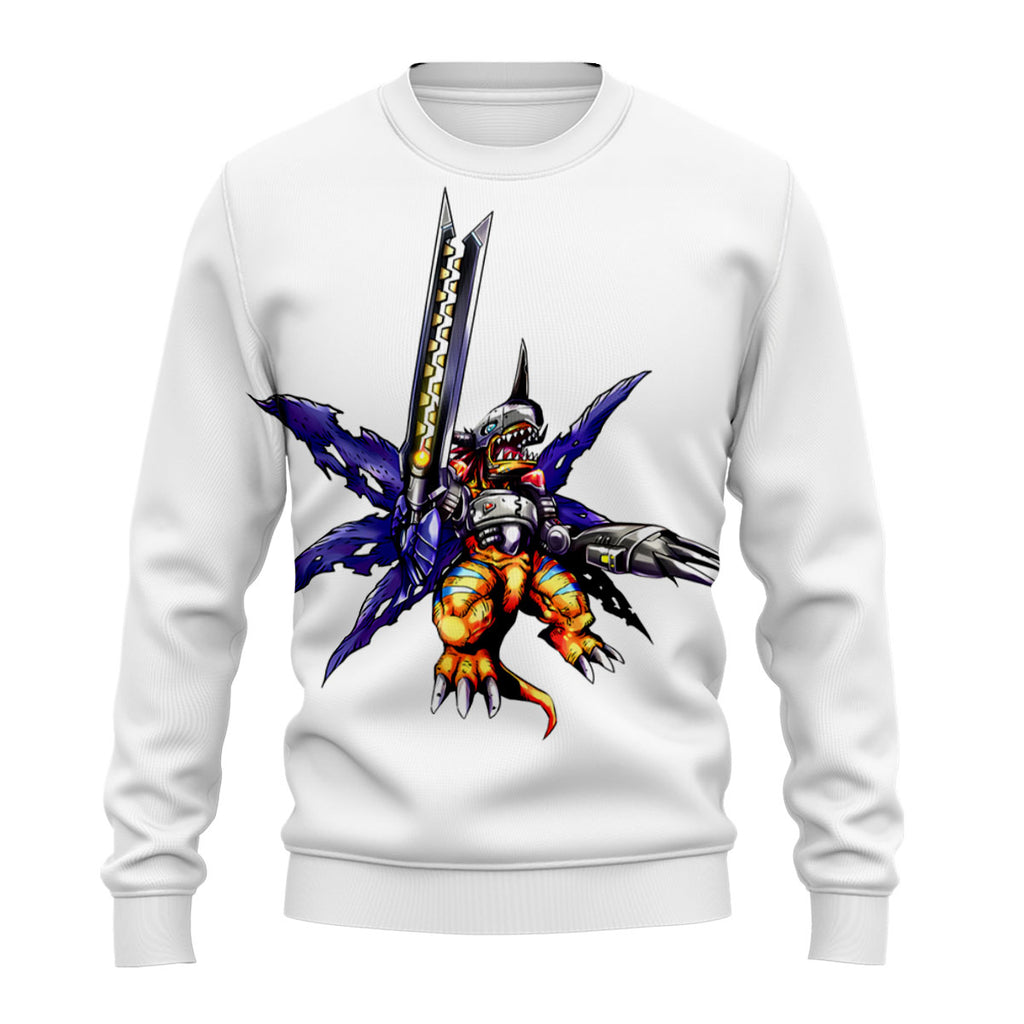 Digimon Adventure Metalgreymon Standing In White Background Anime Apparel