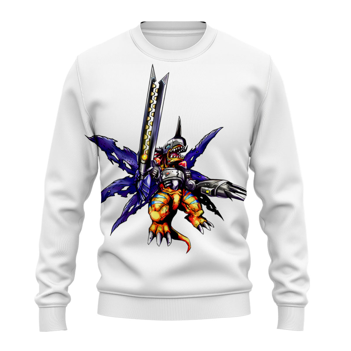 Digimon Adventure Metalgreymon Standing In White Background Anime Apparel