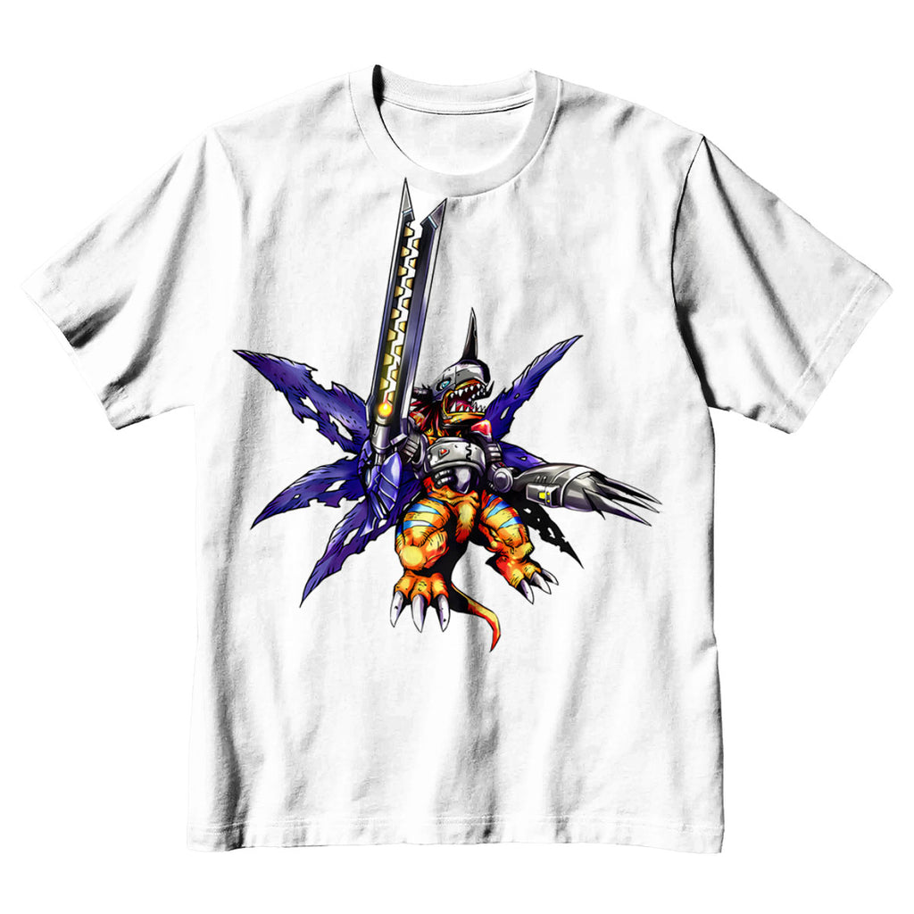 Digimon Adventure Metalgreymon Standing In White Background Anime Apparel
