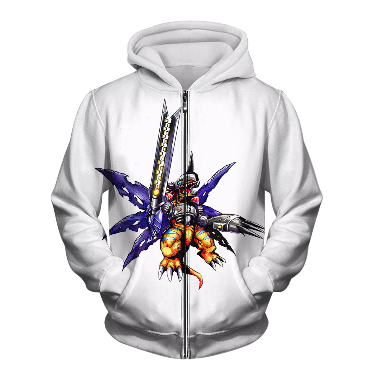 Digimon Adventure Metalgreymon Standing In White Background Anime Apparel