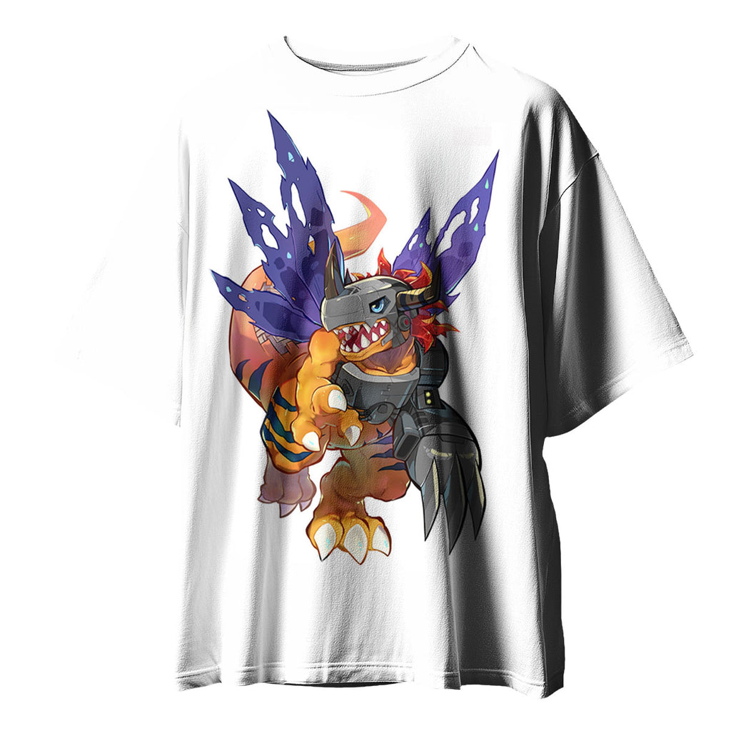 Digimon Adventure Metalgreymon Standing With Orange Color Anime Apparel