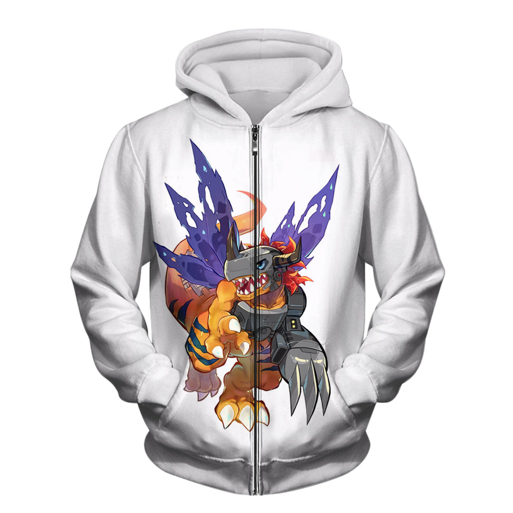 Digimon Adventure Metalgreymon Standing With Orange Color Anime Apparel