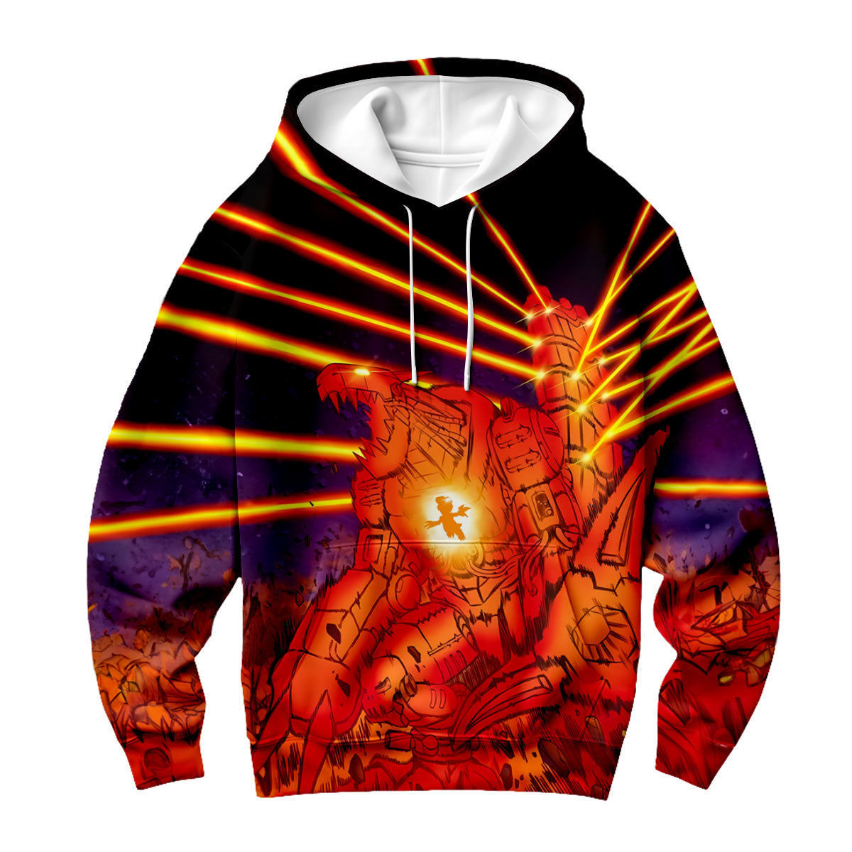 Digimon Adventure Mugendramon Red Aura Firing Orange Beam Anime Apparel