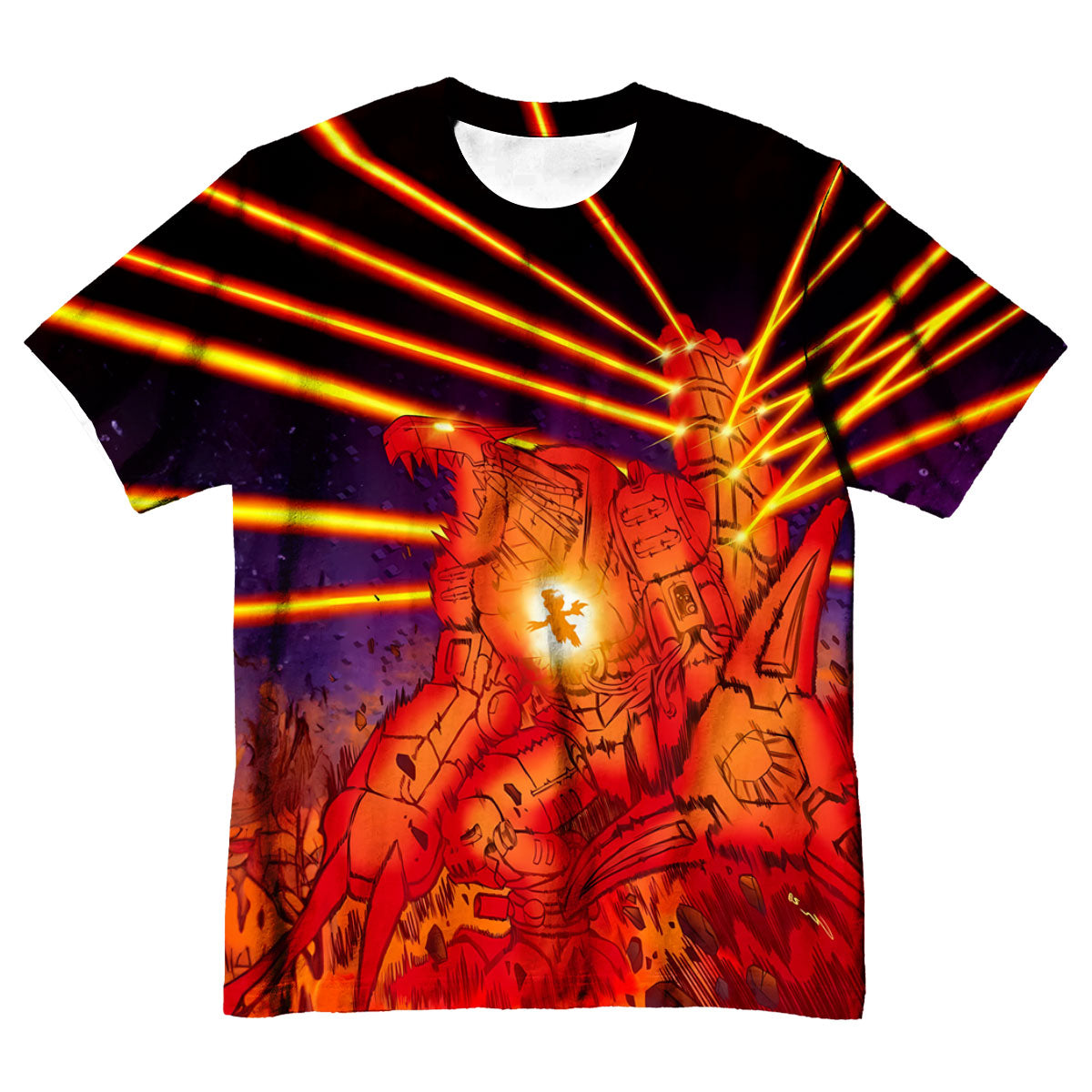 Digimon Adventure Mugendramon Red Aura Firing Orange Beam Anime Apparel