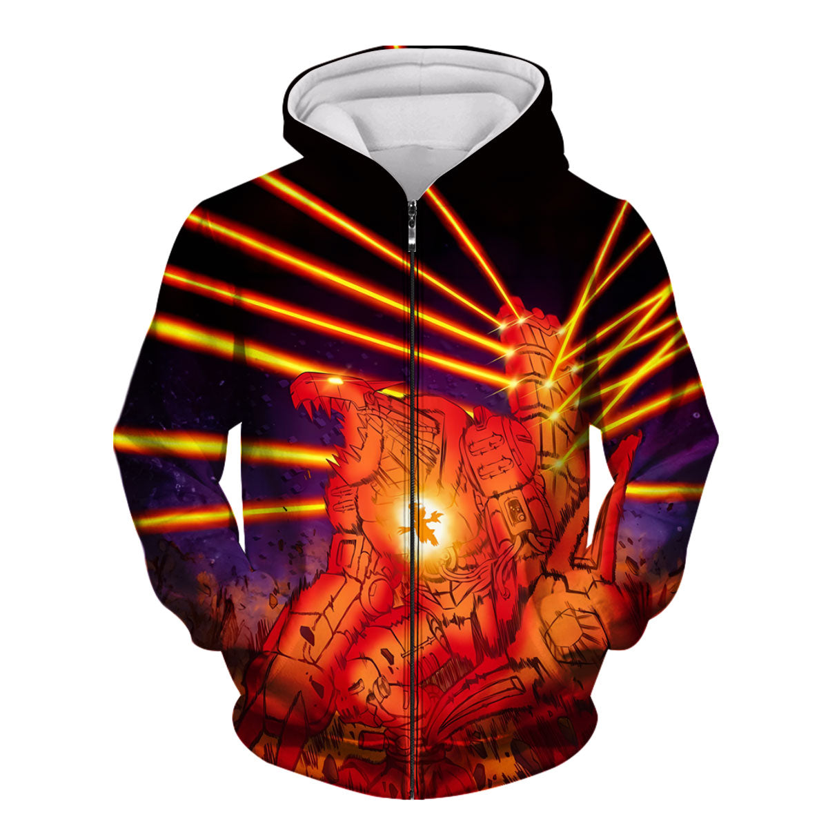 Digimon Adventure Mugendramon Red Aura Firing Orange Beam Anime Apparel