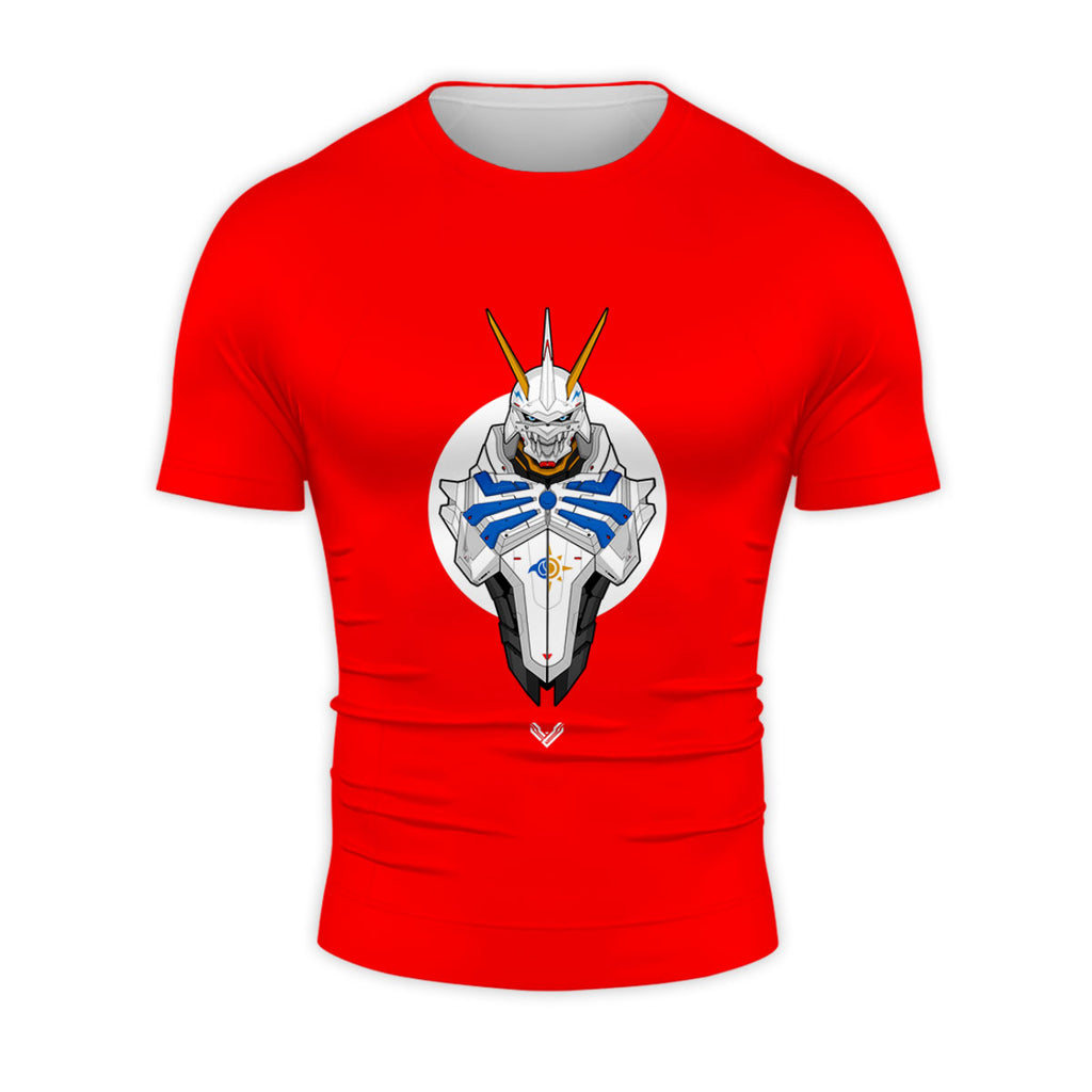 Digimon Adventure Omegamon Front View Red Background Anime Apparel