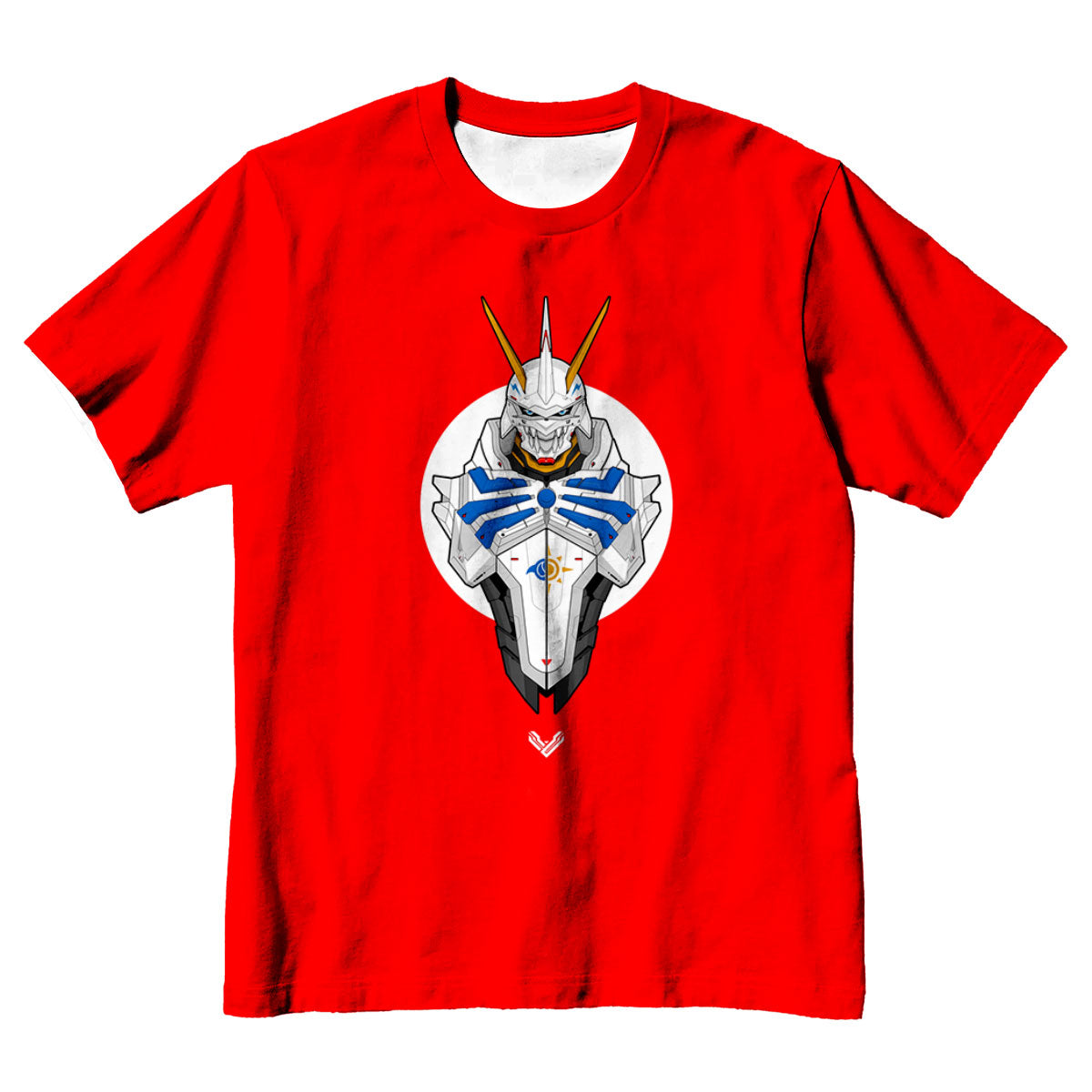 Digimon Adventure Omegamon Front View Red Background Anime Apparel