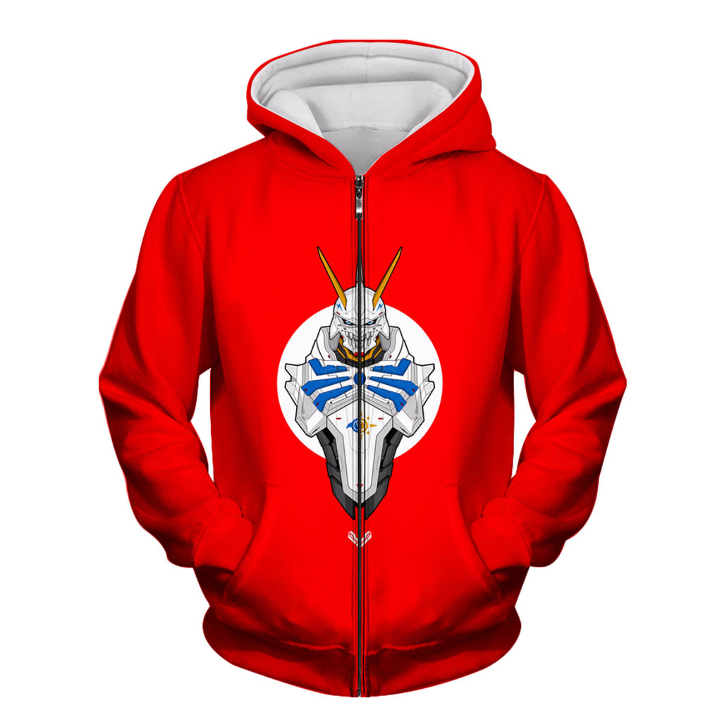 Digimon Adventure Omegamon Front View Red Background Anime Apparel
