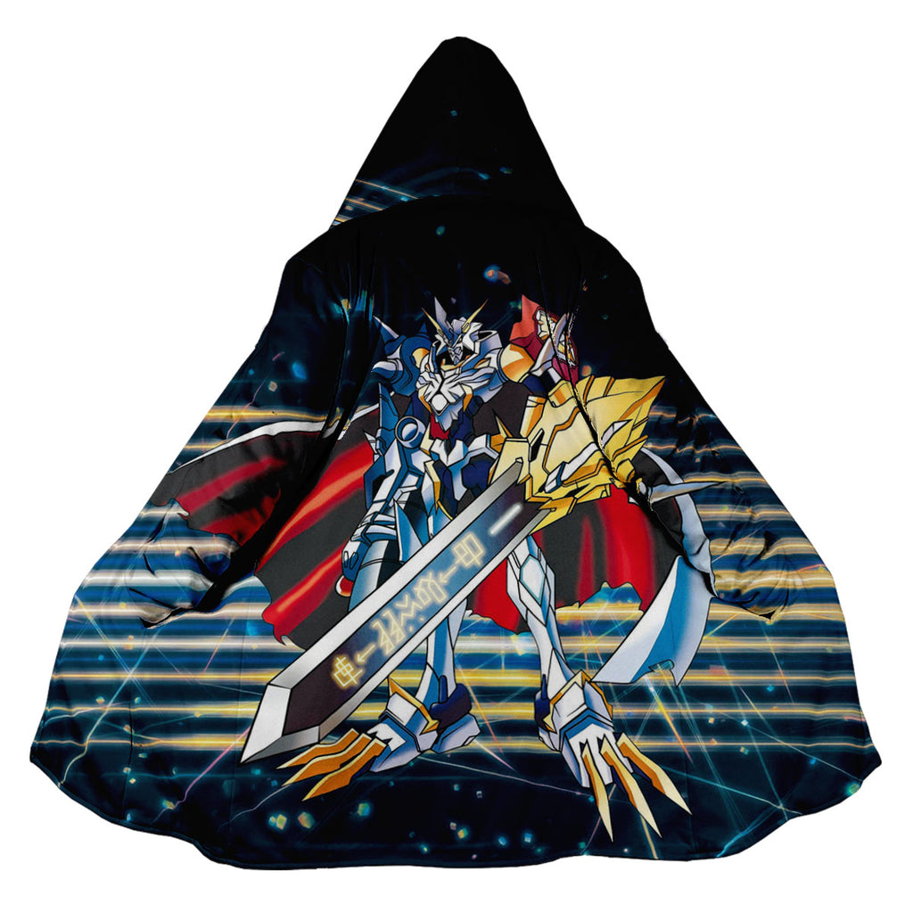 Digimon Adventure Omegamon Holding Giant Sword With Blue Digital Energy Anime Apparel
