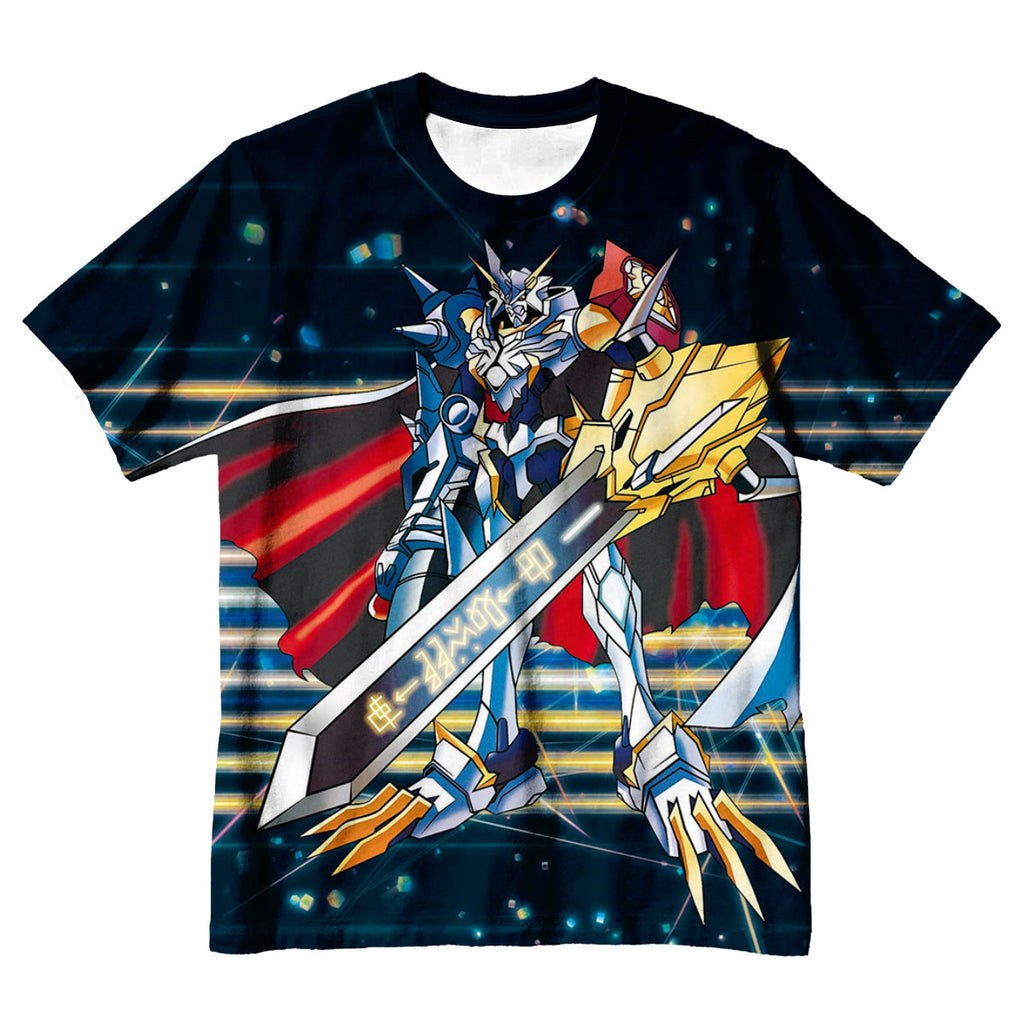 Digimon Adventure Omegamon Holding Giant Sword With Blue Digital Energy Anime Apparel