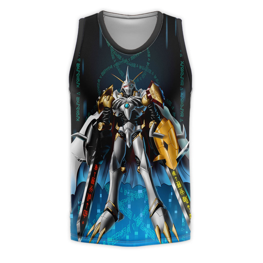 Digimon Adventure Omegamon Holding Sword Standing Blue Anime Apparel