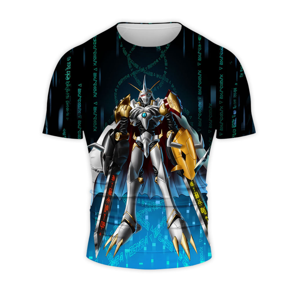 Digimon Adventure Omegamon Holding Sword Standing Blue Anime Apparel