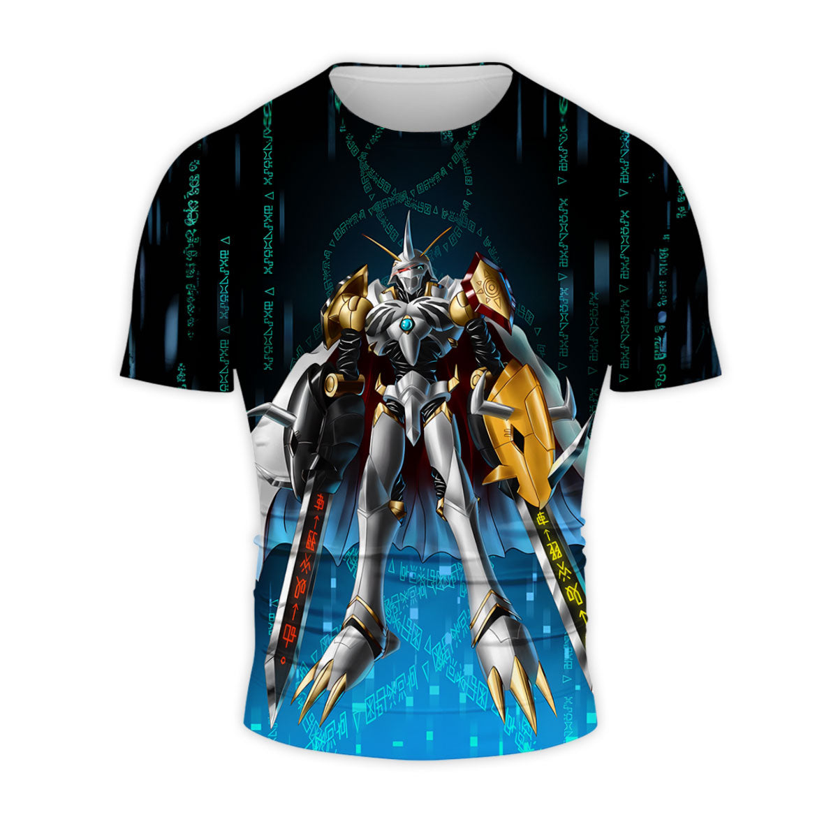 Digimon Adventure Omegamon Holding Sword Standing Blue Anime Apparel