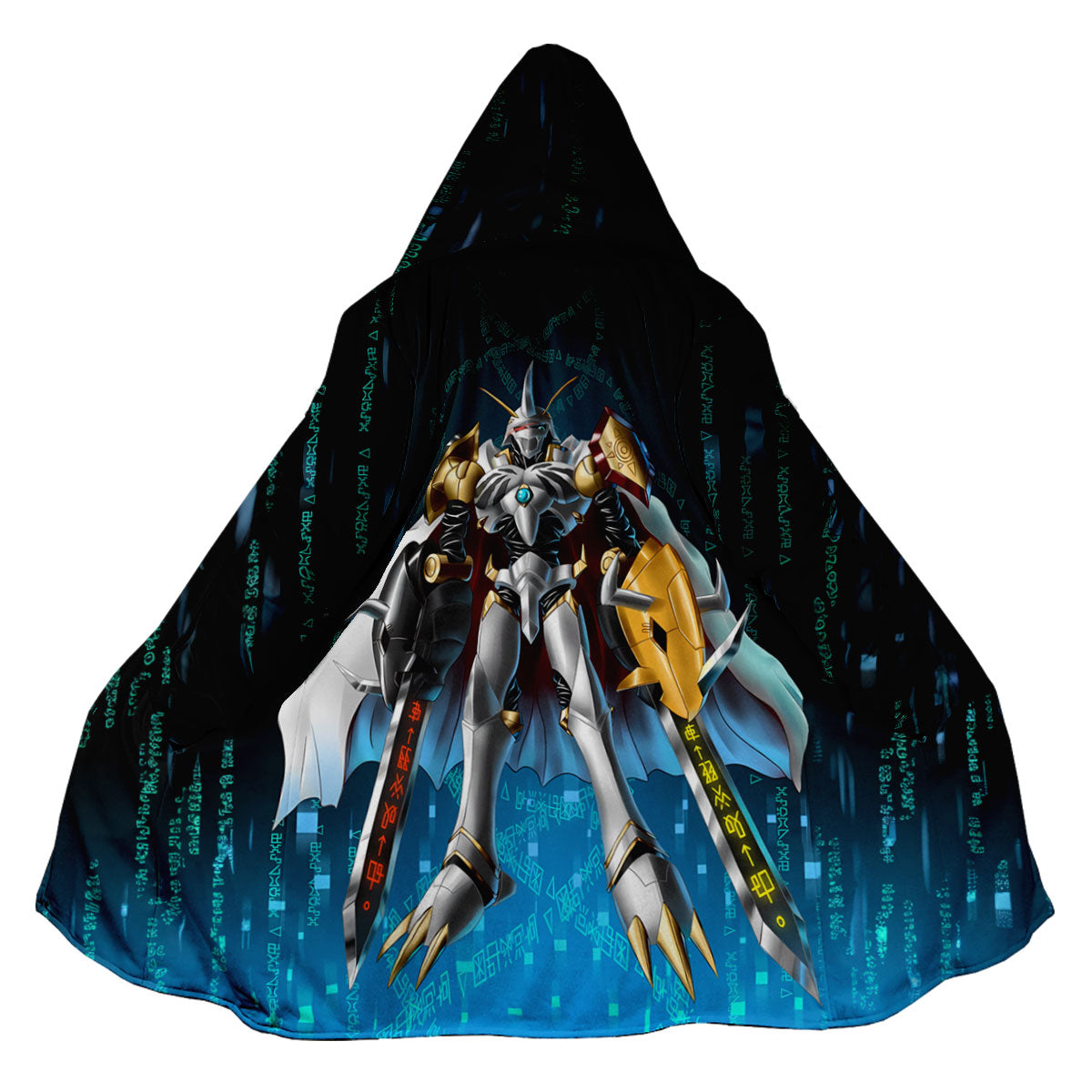 Digimon Adventure Omegamon Holding Sword Standing Blue Anime Apparel