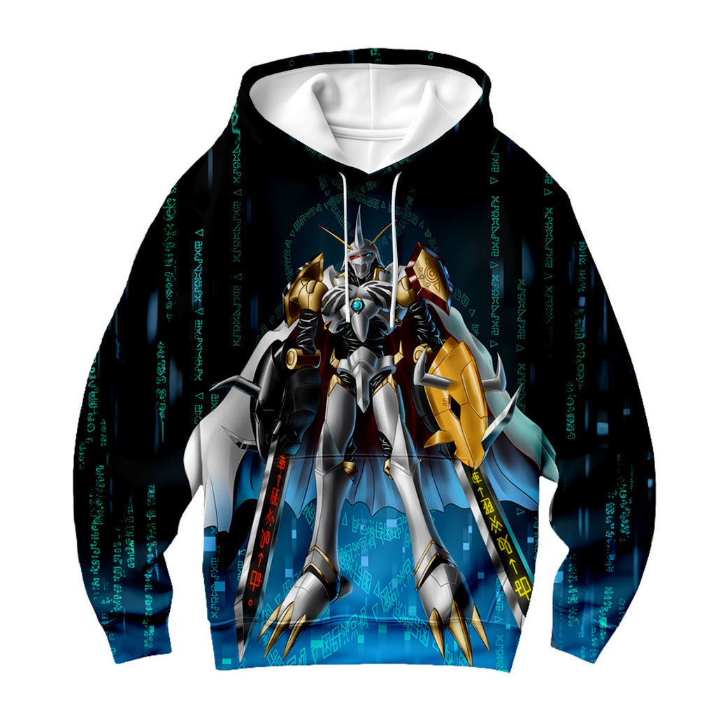 Digimon Adventure Omegamon Holding Sword Standing Blue Anime Apparel