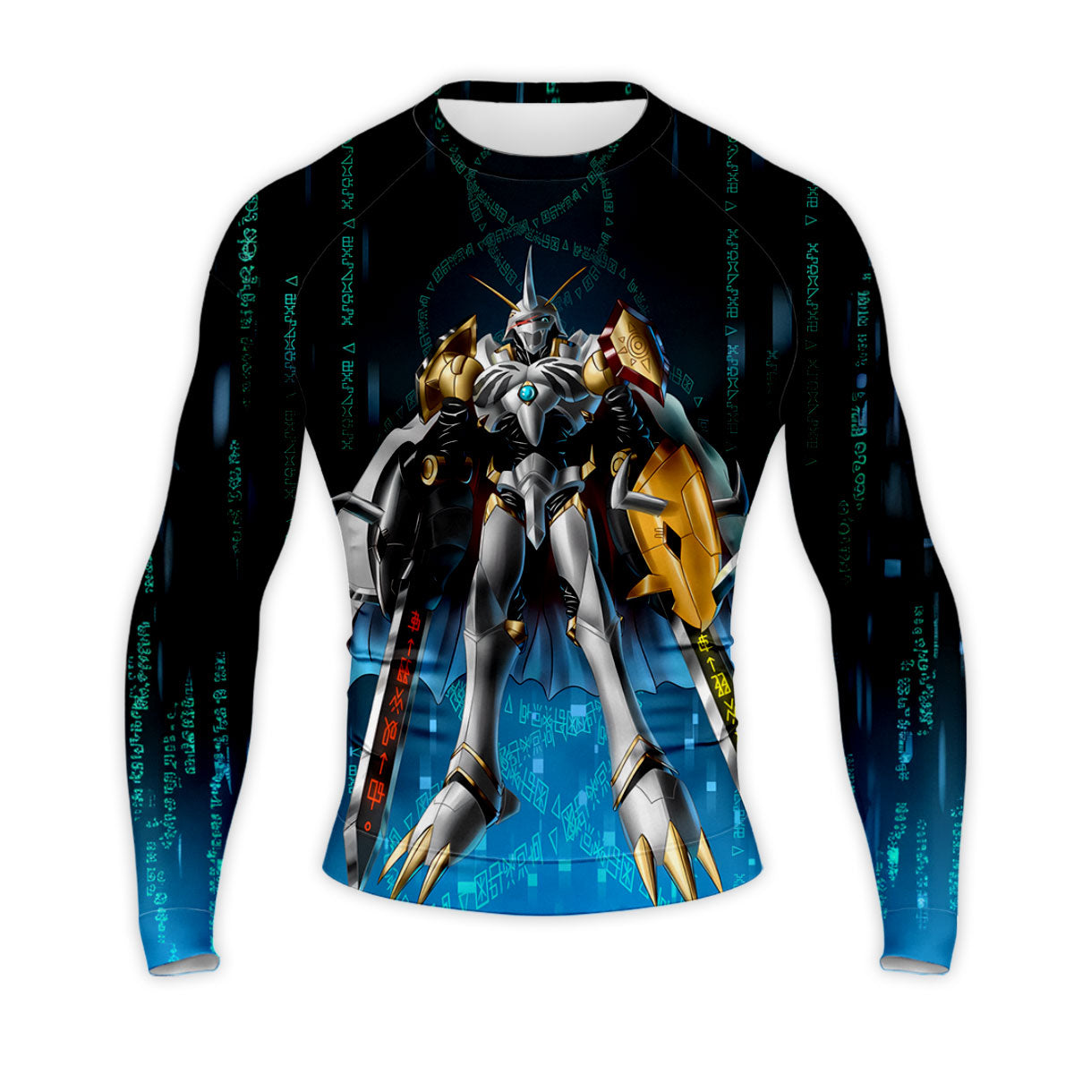 Digimon Adventure Omegamon Holding Sword Standing Blue Anime Apparel