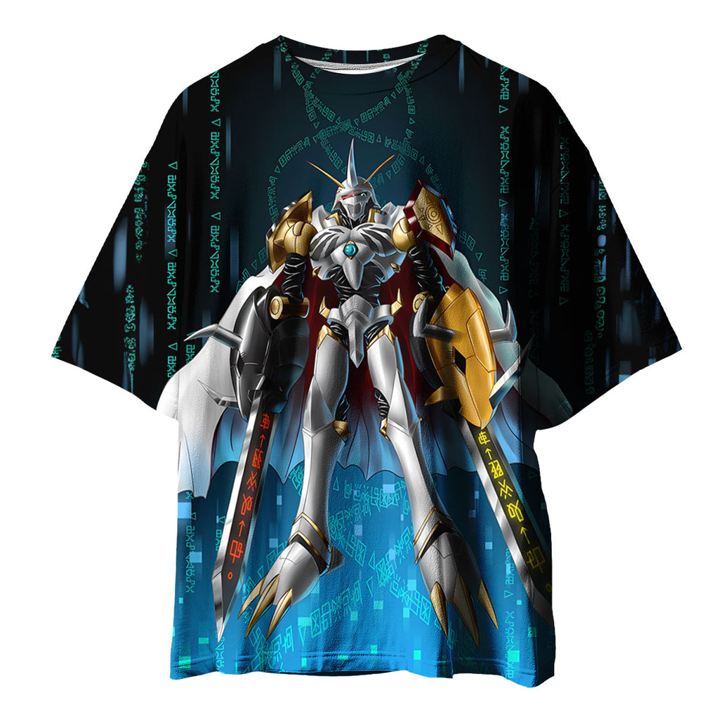 Digimon Adventure Omegamon Holding Sword Standing Blue Anime Apparel