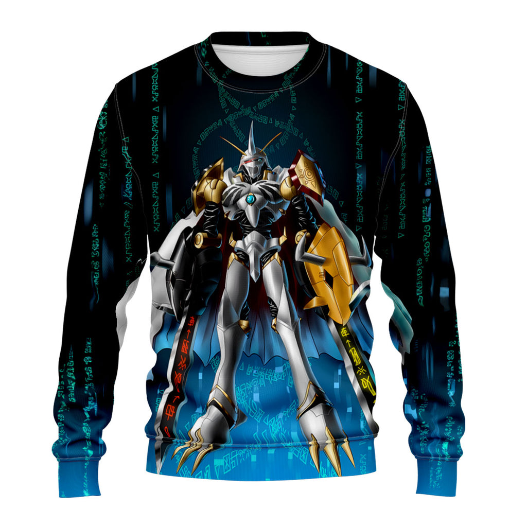 Digimon Adventure Omegamon Holding Sword Standing Blue Anime Apparel